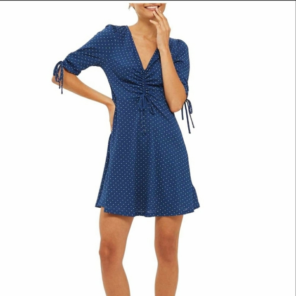 Topshop Dresses & Skirts - TopShop Blue Polka Dot Dress - US Size 6